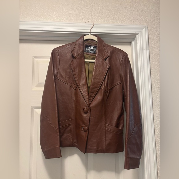 JM Genuine Leather Jackets & Blazers - Vintage JM Brown Leather Blazer